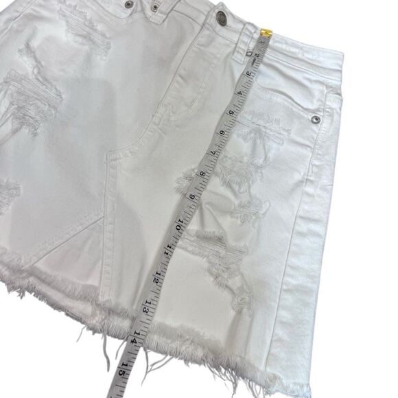 American Eagle high rise festival mini skirt White Distressed Denim Size 00 - Picture 13 of 13